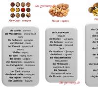 Фрукты и овощи на немецком языке